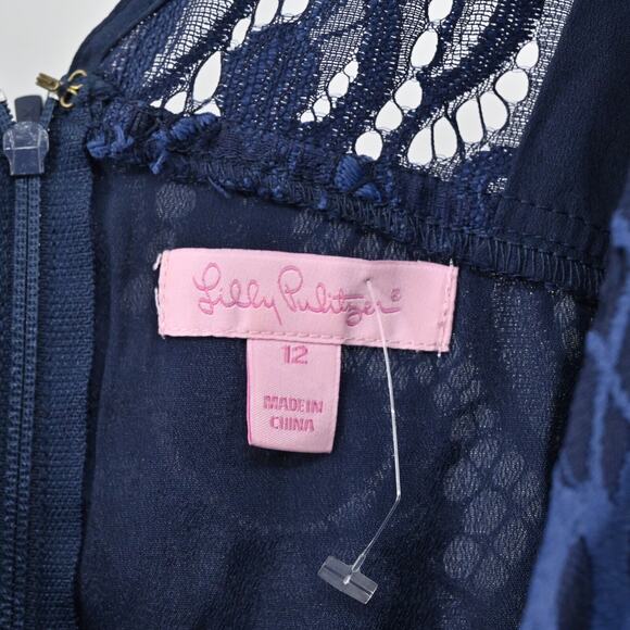 LILLY PULITZER Rosaline About Face Lace Dress Size 12 Blue Cap Sleeve V Neck NEW - Picture 8 of 14